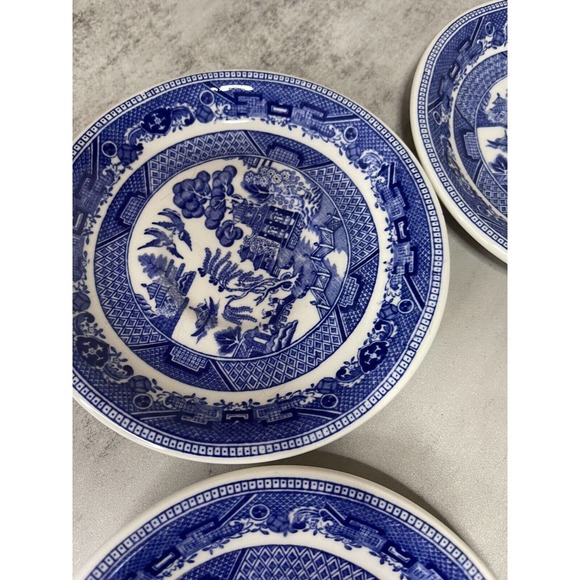 Vintage Mix Petrus Regout Co Blue Willow Saucer Porcelain Plate Holland Set of 4 - Picture 5 of 9